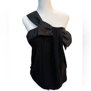The Limited One Shoulder Black Bow Top M Asymmetrical Chic Evening Wear Y2K Date